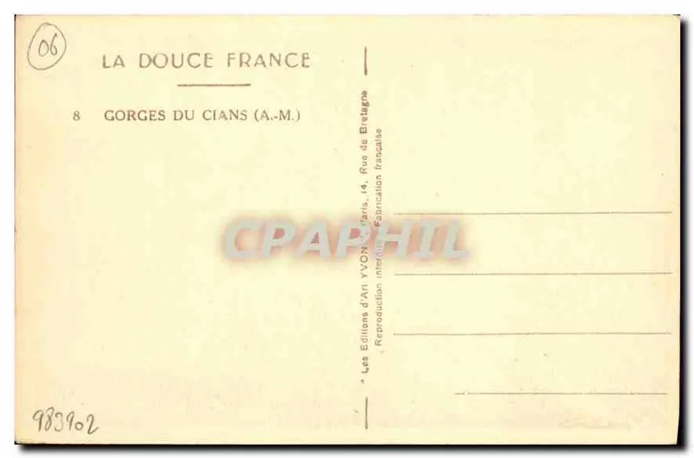 Gorges du Cians — Ansicht der Felsen — Art Editions Yvon, Paris - Rückseite