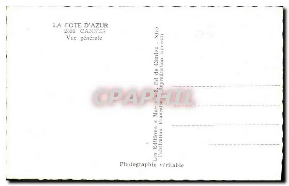 Cannes — Vista geral — Les Éditions « Mar » - Verso