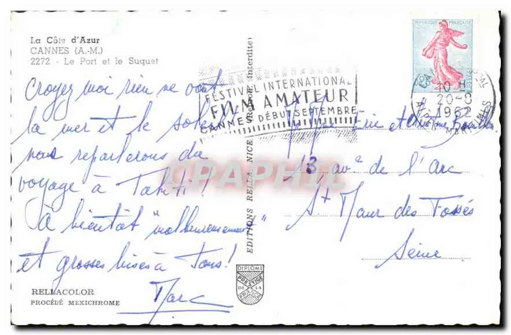 Cannes — Hafen und Le Suquet — Editions Rellacolor - Rückseite
