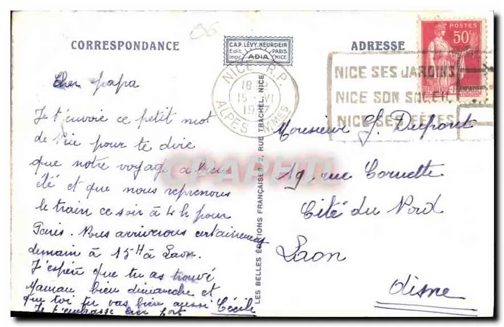 NICE — L'Entrée du Port. Vue panoramique — Éditeur CAP. LÉVY NEURDEIR, n° 250 - Rückseite