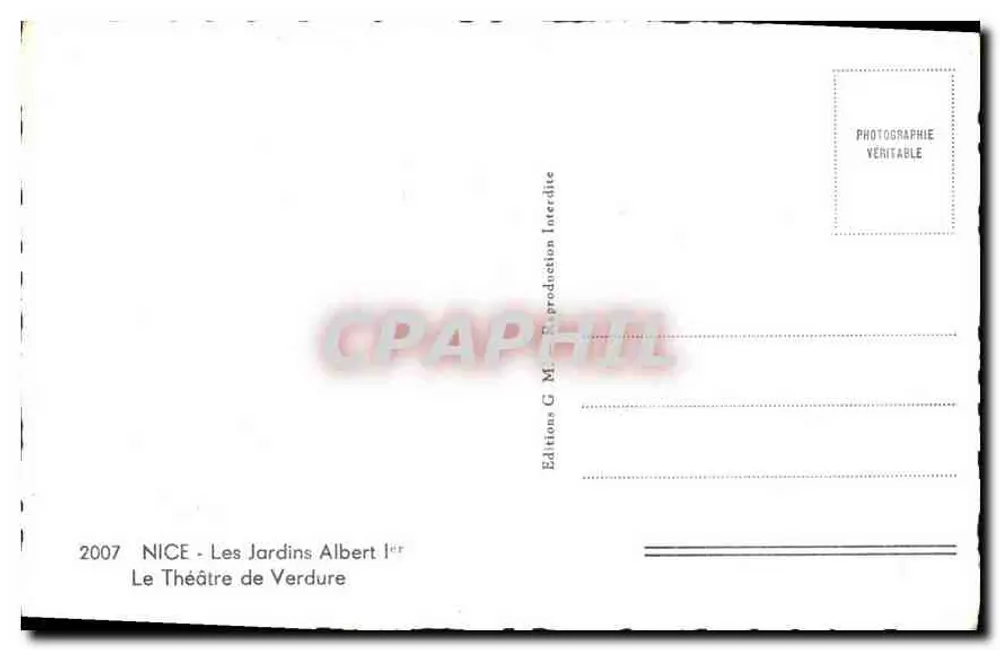 Nice - Les Jardins Albert Ier — Le Théâtre de Verdure — Édition G. M. - 1er - Rückseite
