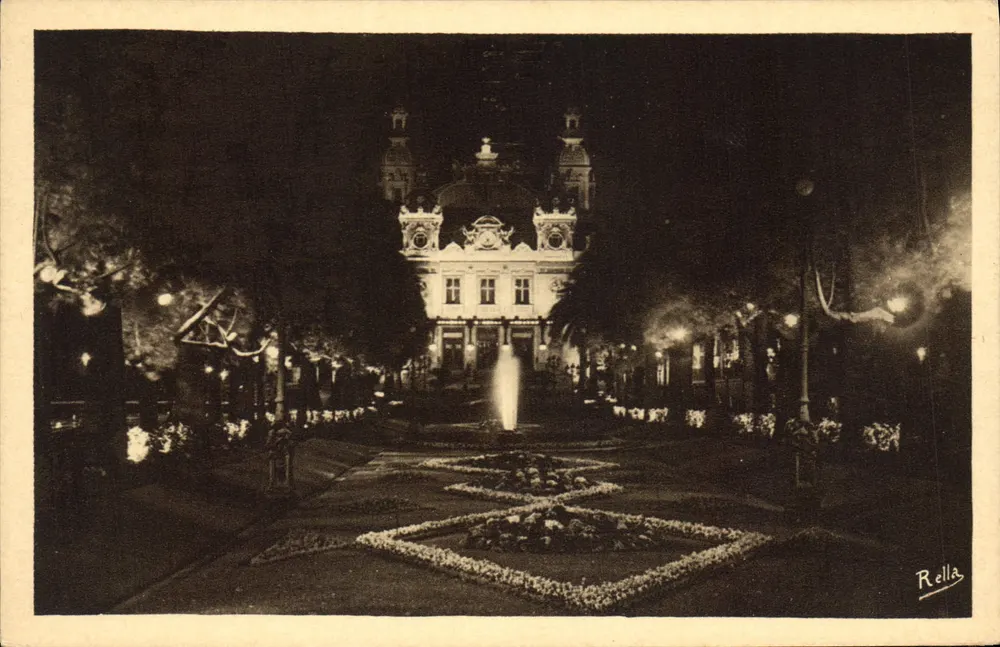 Monte-Carlo — Das Casino und die Gärten — Nacht — Verlag Rella, Nr. 579 - Vorderseite