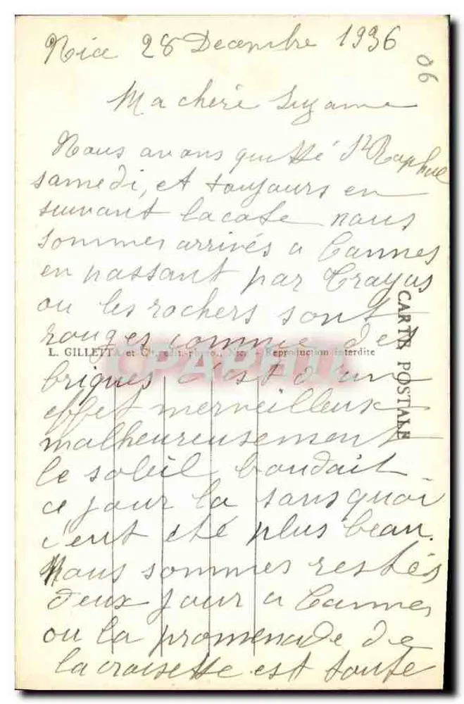 CANNES - Le Casino - Les Hôtels — Éditeur L. Gilletta, n° 510 - Rückseite