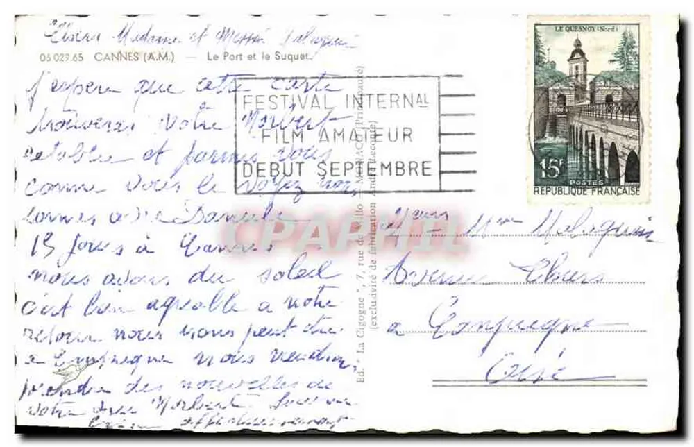 Cannes — Der Hafen und der Suquet — Verlag Le Quesnoy, n° 05 029 65 - Rückseite