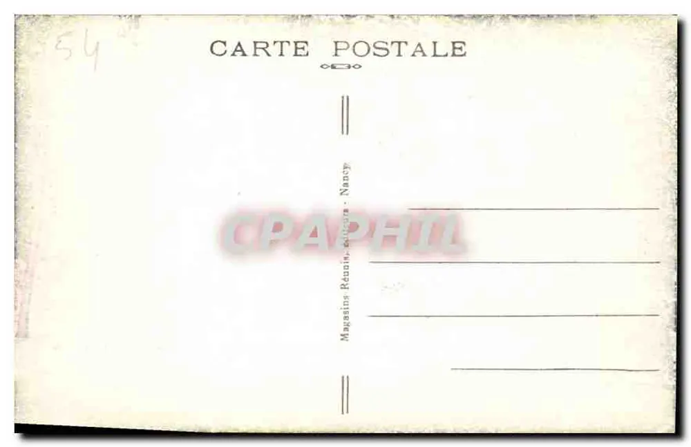 Estátua do Grupo 'On veille' — Jardim da Pépinière — Magasins Réunis, edição Nancy - Verso