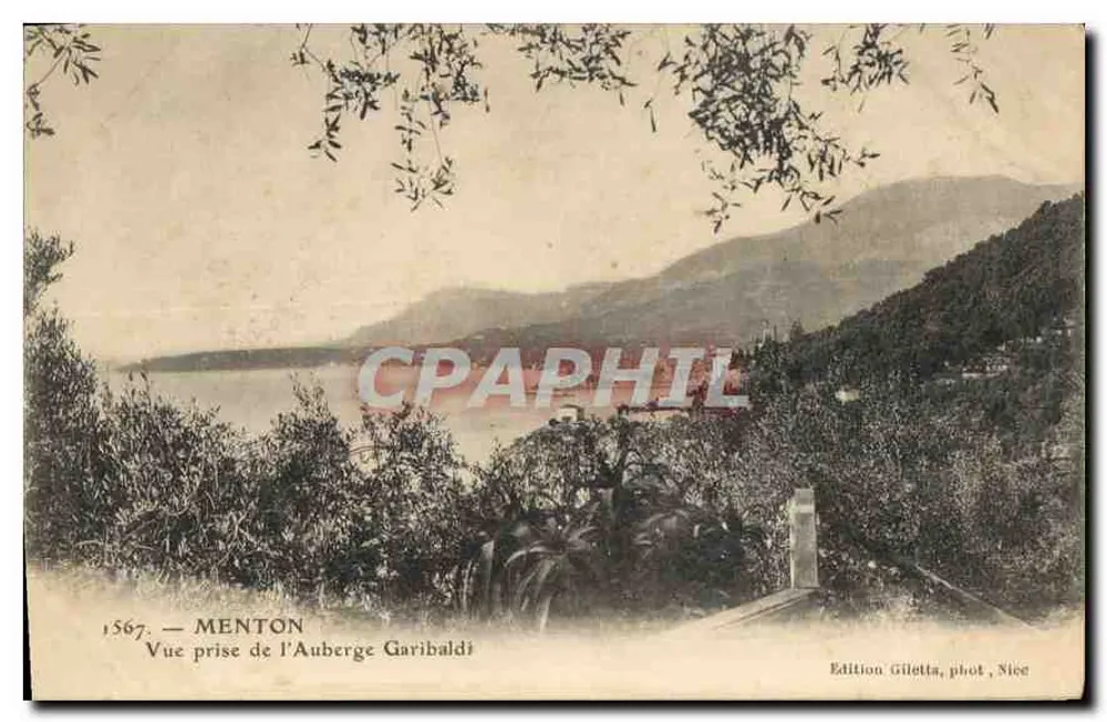 Menton — Vista tirada da Auberge Garibaldi — Edição Giletta, fot. Née - Frente
