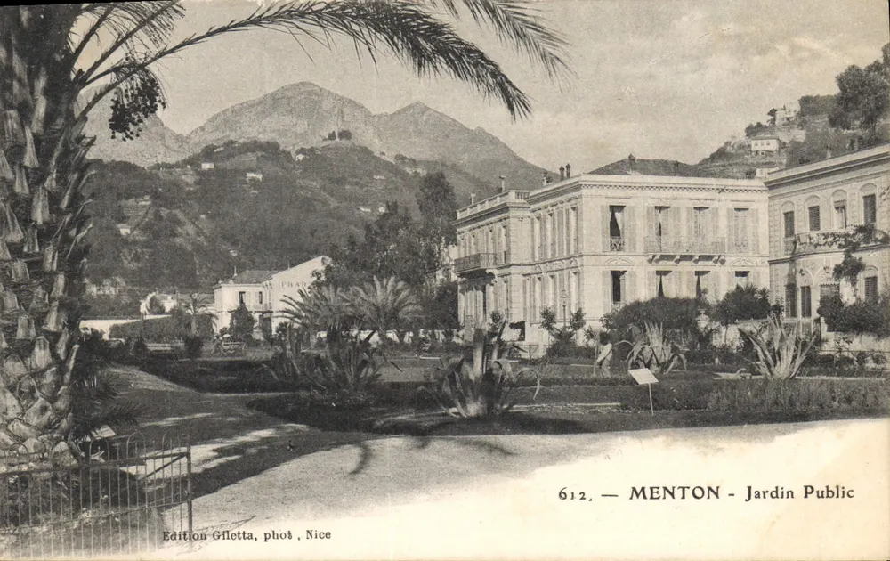 Menton - Jardim Público — Edição Gilletta, Nice, n° 612 - Frente