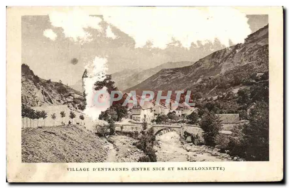 Vila de Entraunes (entre Nice e Barcelonnette) — Bilhete postal antigo P. L. 1935 — J. Barreau, Paris - Frente