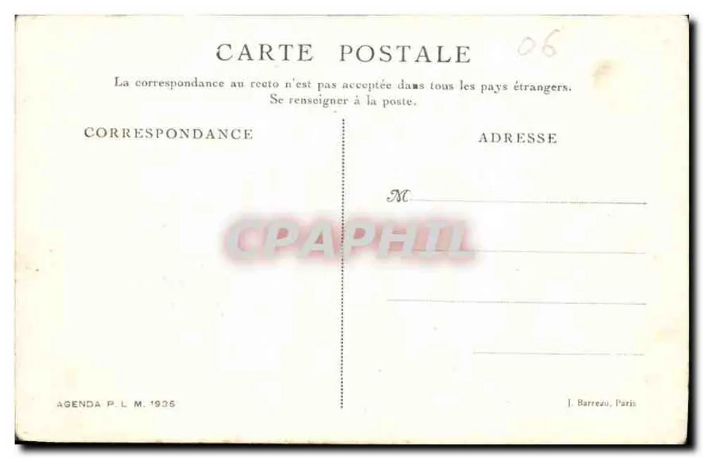 Vila de Entraunes (entre Nice e Barcelonnette) — Bilhete postal antigo P. L. 1935 — J. Barreau, Paris - Verso
