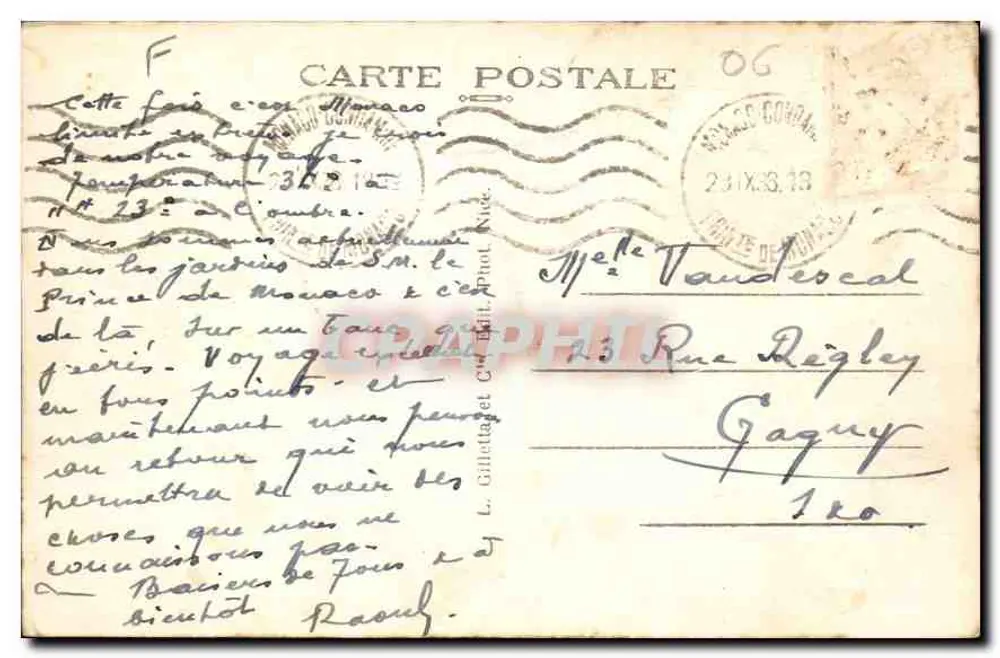 Côte d'Azur von Monaco bis San Remo (Italien) — Panoramablick — unbekannter Verlag, Nr. 4 - Rückseite