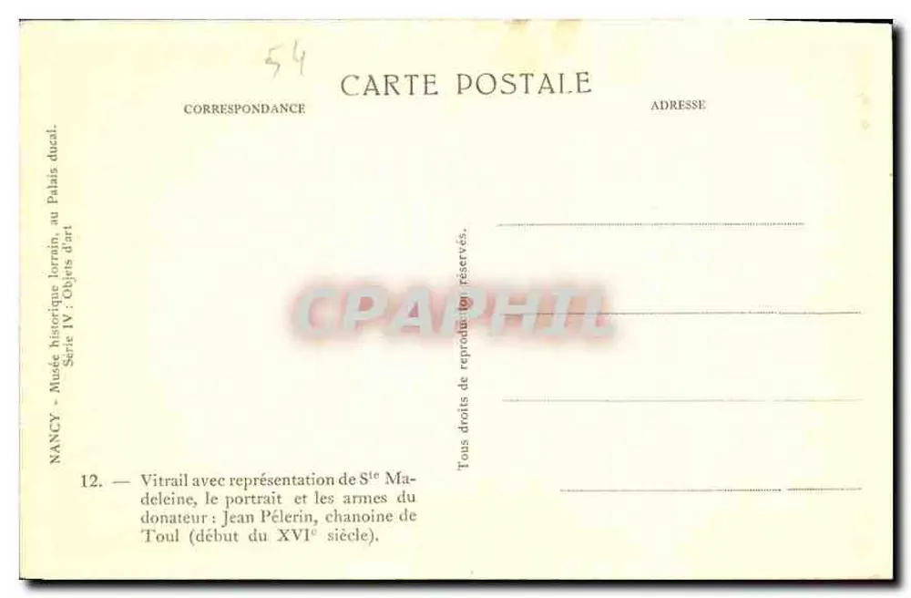Vidro de Santa Madeleine — Museu Histórico Jornin, Nancy — Série IV, n°12 - Verso