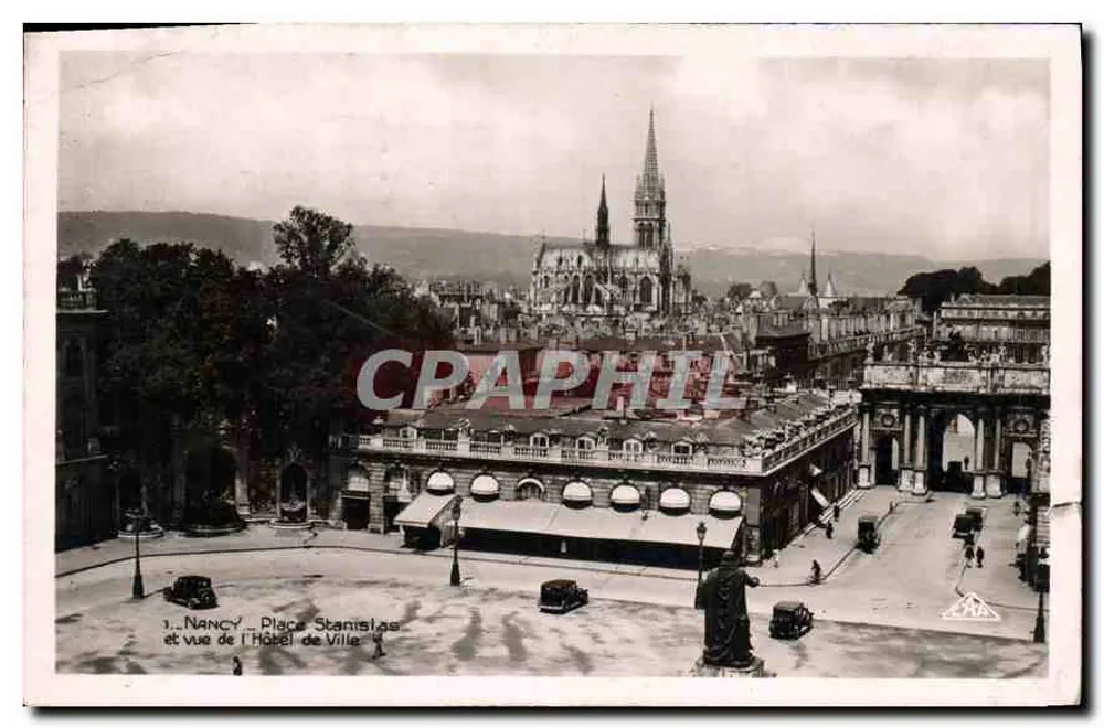 Nancy — Place Stanislas und Blick auf das Rathaus — 'Real-Photo' C. A. P. Straßburg - Vorderseite