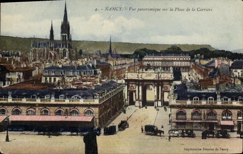 Nancy — Panoramablick auf die Place de la Carrière — Imprimeries Réunies de Nancy - Vorderseite