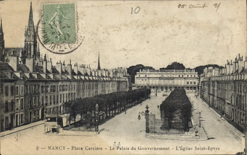Nancy - Place Carrière - Das Palais du Gouvernement - Die Kirche Saint-Epvre - Vorderseite