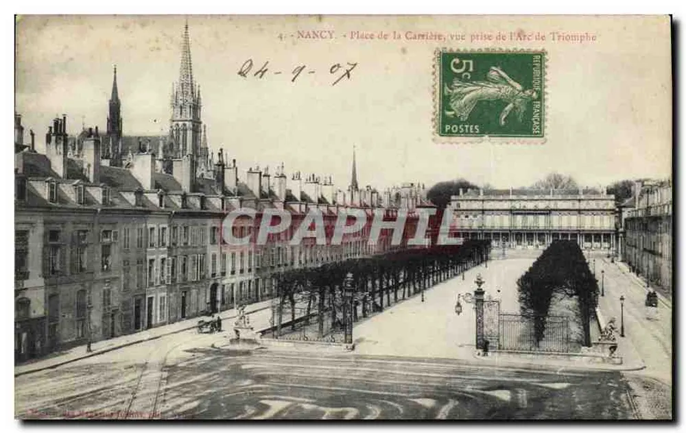 NANCY - Place de la Carrière, Ansicht vom Arc de Triomphe — Verleger nicht identifiziert, Seriennummer 4 - Vorderseite