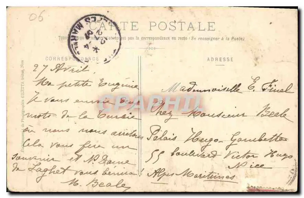 Unsere Frau von Laghet — Umgebung von Nizza — Route de la Corniche über Turbie - Rückseite