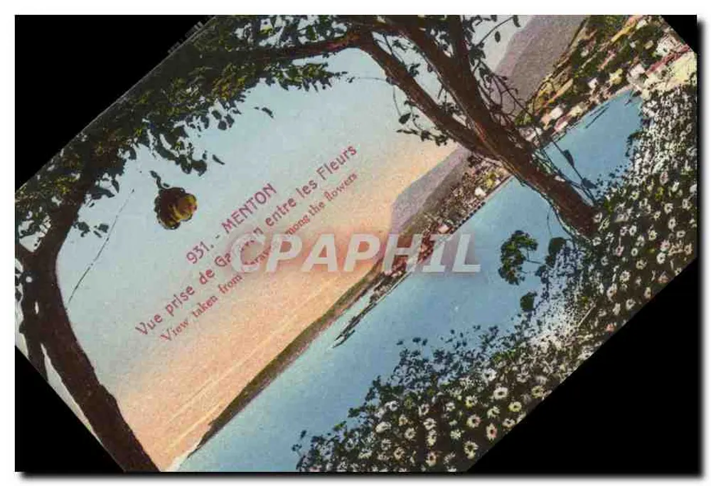 Menton — Vista tirada de Garavan entre as Flores — Editor OLETTA, PROT., IGE - Frente