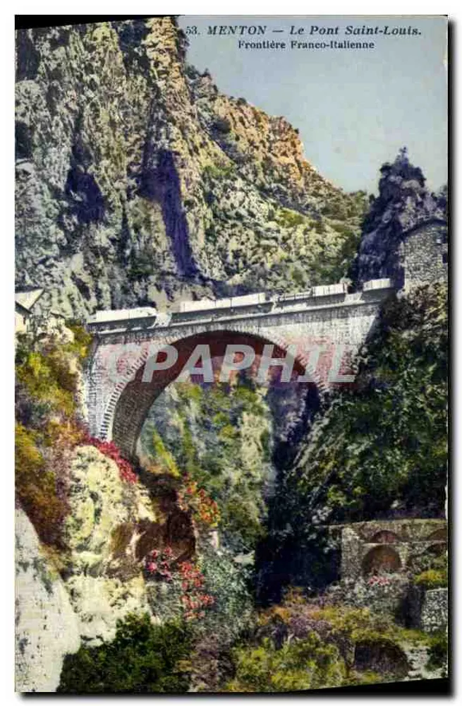 Menton — Le Pont Saint-Louis — Grenze Frankreich-Italien — G. Lemaitre & Cie, Éditeurs, Nice - Vorderseite