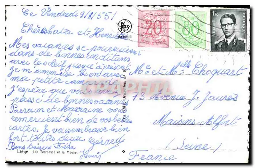 Piazza delle Terrasse e il Meuse — Liegi — editore non identificato - Verso