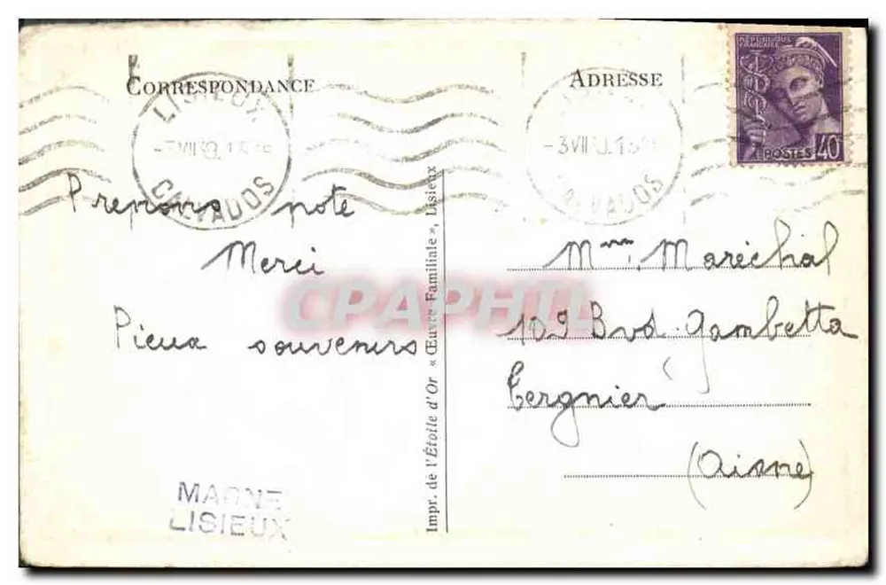 Santa Térèsa da Criança Jesus — Quero fazer o bem na terra — Impr. de l'Étoile d'Or, Lisieux - Verso