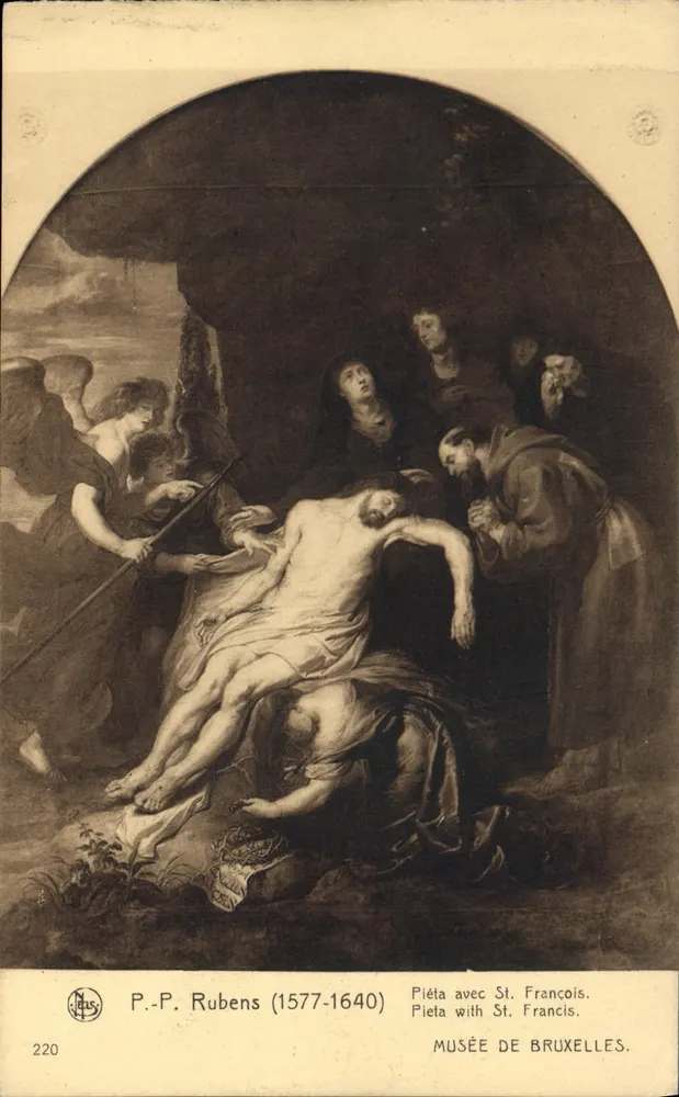 Piéta mit Heiliger Franziskus — Werk von P.-P. Rubens (1577-1640) — Museum von Brüssel, Nr. 220 - Vorderseite