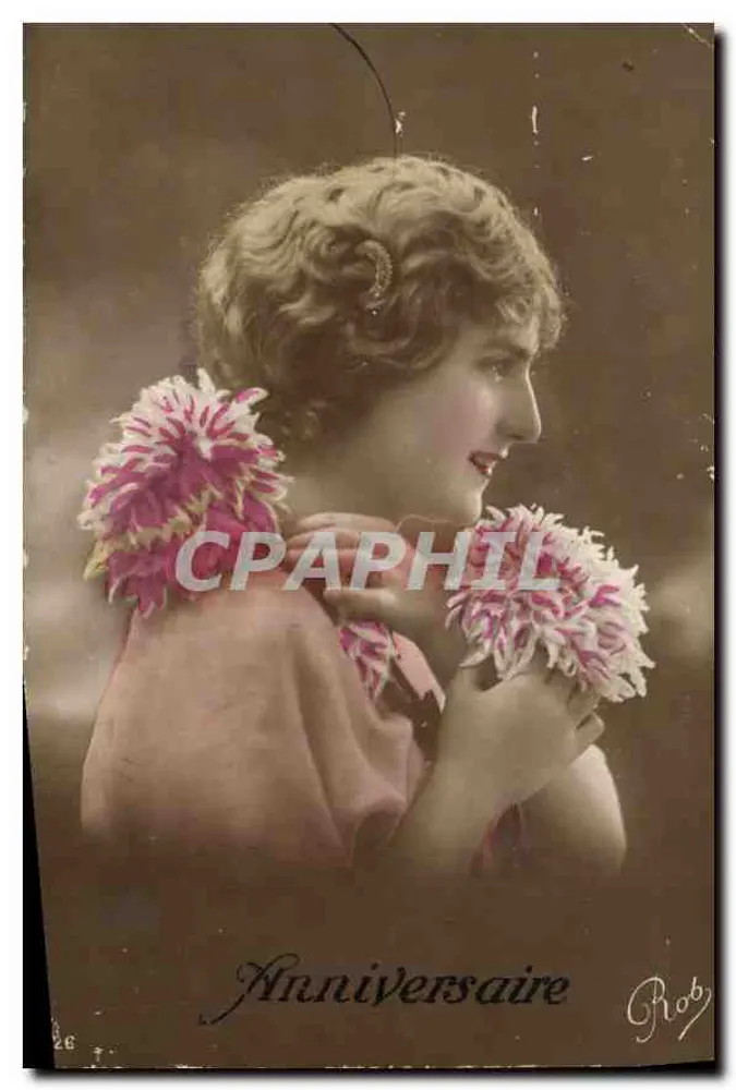 Jovem mulher com flores — Aniversário — Prob, n°26 - Frente