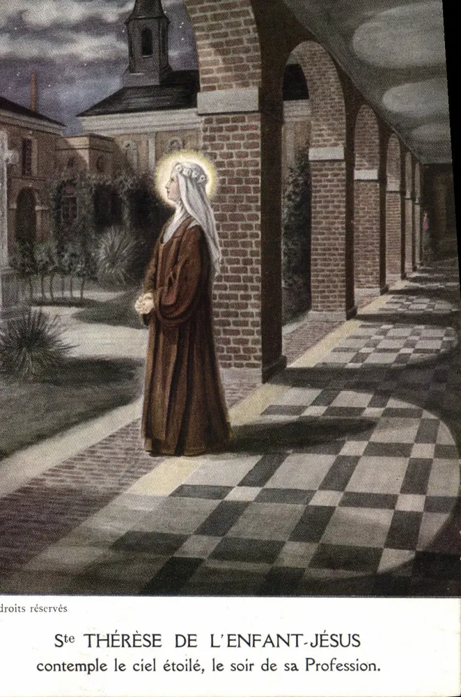 St. Thérèse des Kindes Jesu — blickt zum sternenhimmel, am Abend ihrer Profession — Draeger, Imp. /3 - Vorderseite