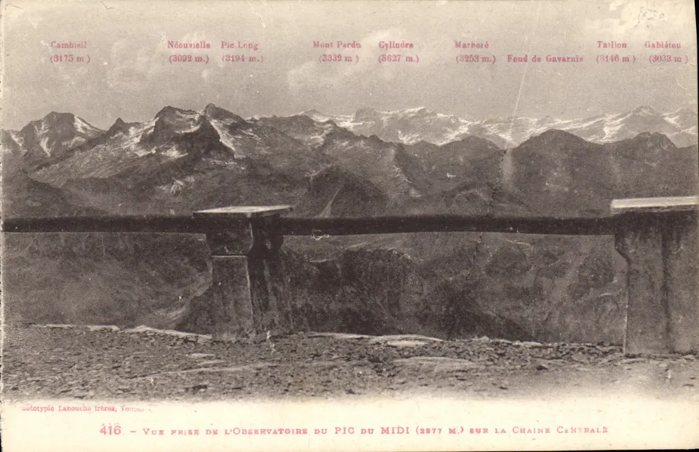 Ansicht vom Observatorium des Pic du Midi (2877 m.) über die Zentralketten — Labouchère, Toulouse — n° 416 - Vorderseite