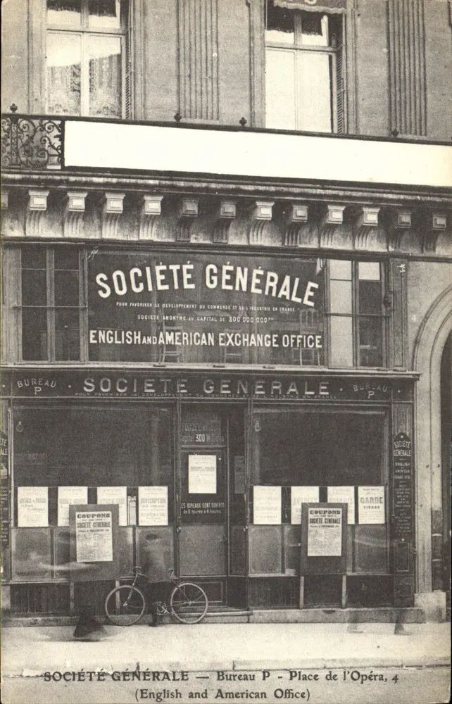 Bureau da Sociedade Geral — Escritório de Troca Inglês e Americano — Praça da Ópera, Paris - Frente
