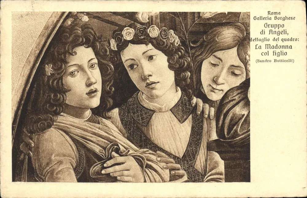 Roma — Galleria Borghese — Grupo de Anjos, detalhe da obra: A Virgem com o filho (Sandro Botticelli) - Frente