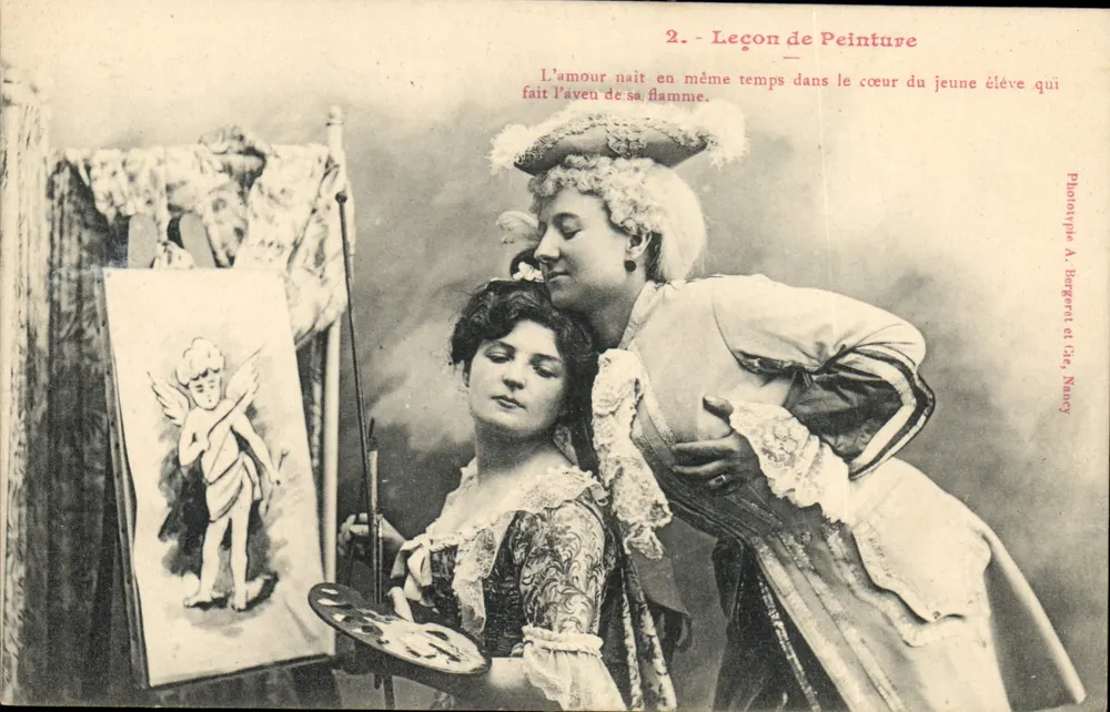 Legion der Malerei — Die Liebe entsteht gleichzeitig im Herzen des jungen Schülers, der seine Leidenschaft gesteht — Phototype A. Bergerel et Cie, Nancy - Vorderseite