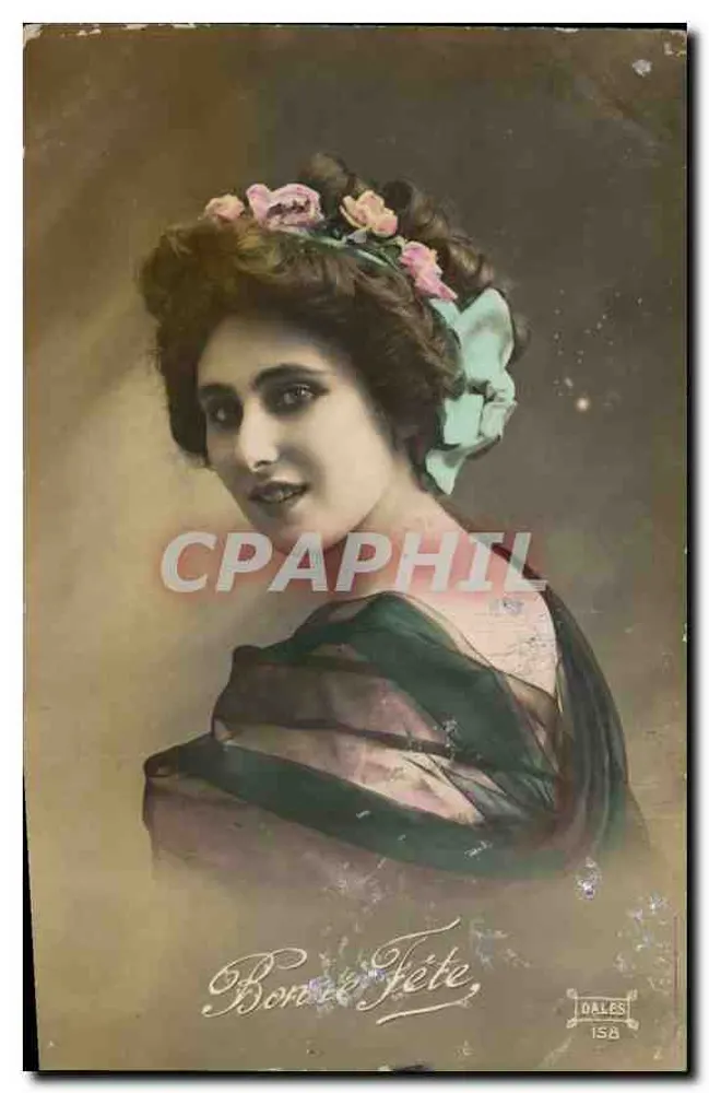 Frau mit Blumen — Frohe Geburtstagskarte — Dales, n° 158 - Vorderseite