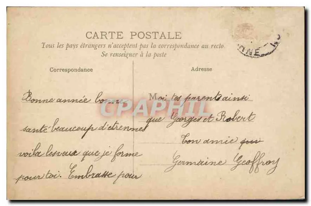 Menina em um vaso de flores — 'Amitié' — CIRCE, n° 4349 - Verso