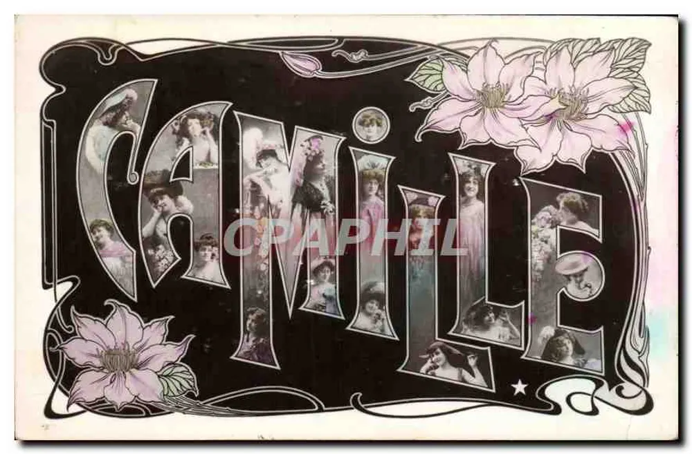 Camille — Carta postal decorativa com retratos integrados — Marca 'ÉTOILE' Paris - Frente