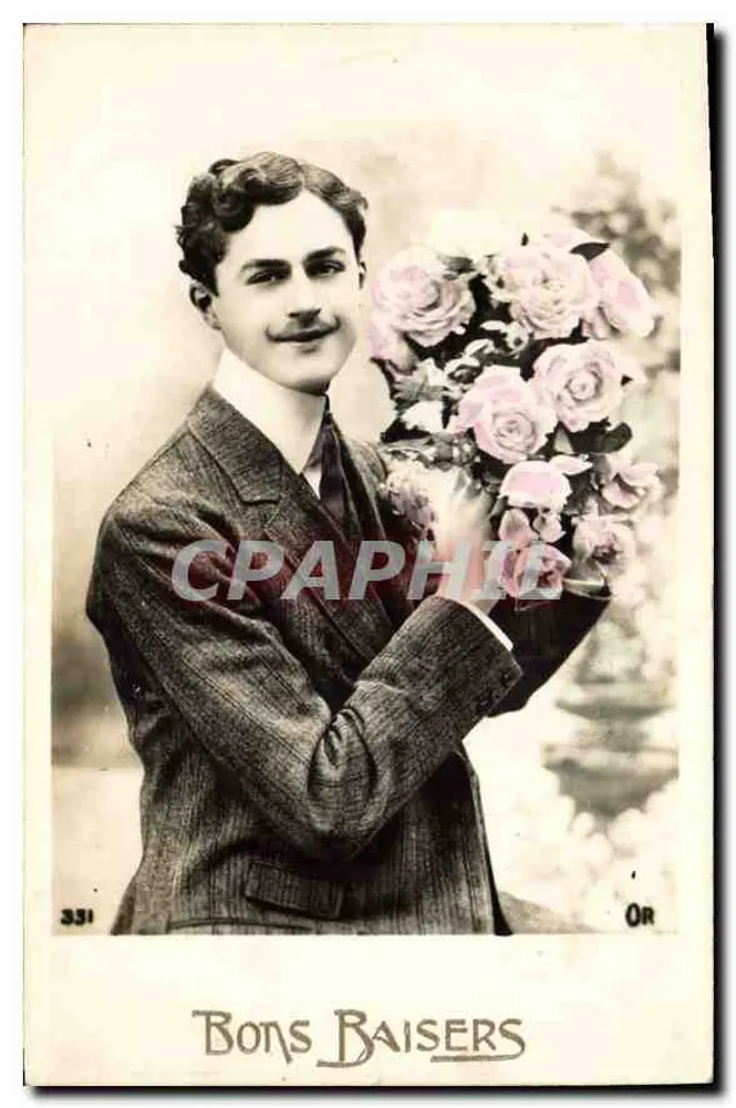 Jovem com buquê de rosas — Bons Baisers — Editor OR, n° 331 - Frente