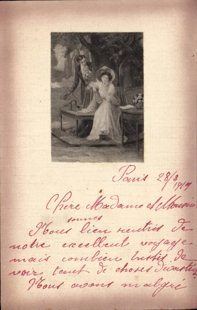 Cena de jardim — Paris — Carta postal de correspondência - Frente