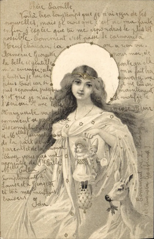 Sainte Cécile — Sainte Cécile avec enfant et cerf — éditeur non visible - Recto