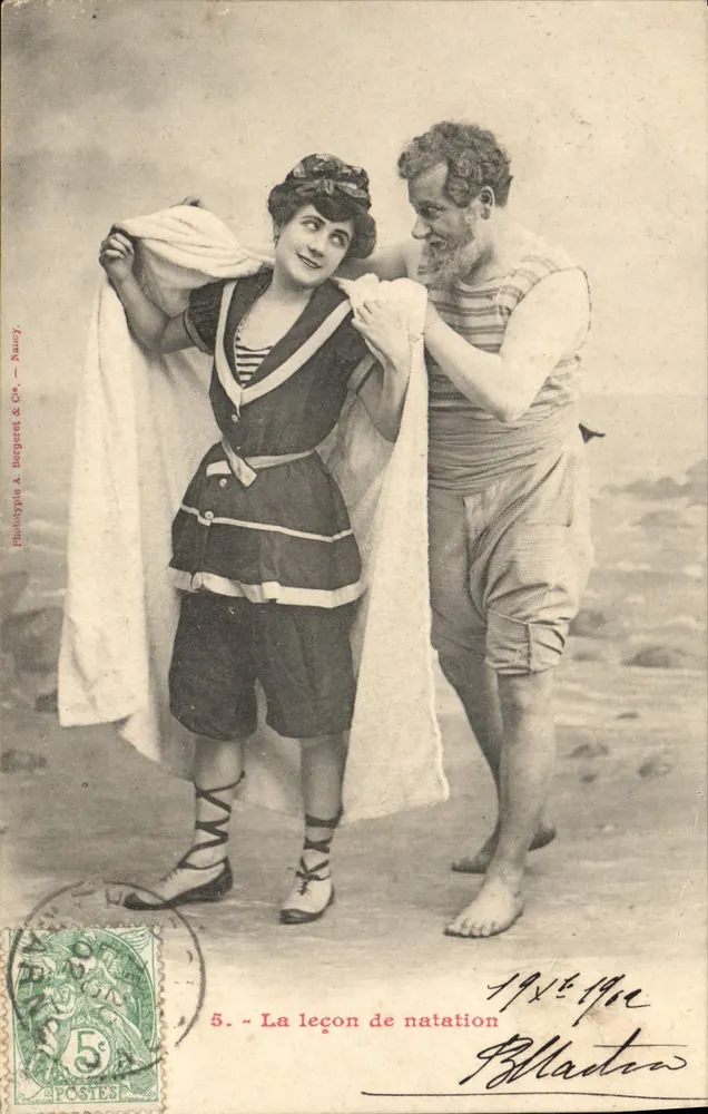 A aula de natação — cena de praia — Fototipia A. Bergeret & Cie, Nancy, n°5 - Frente