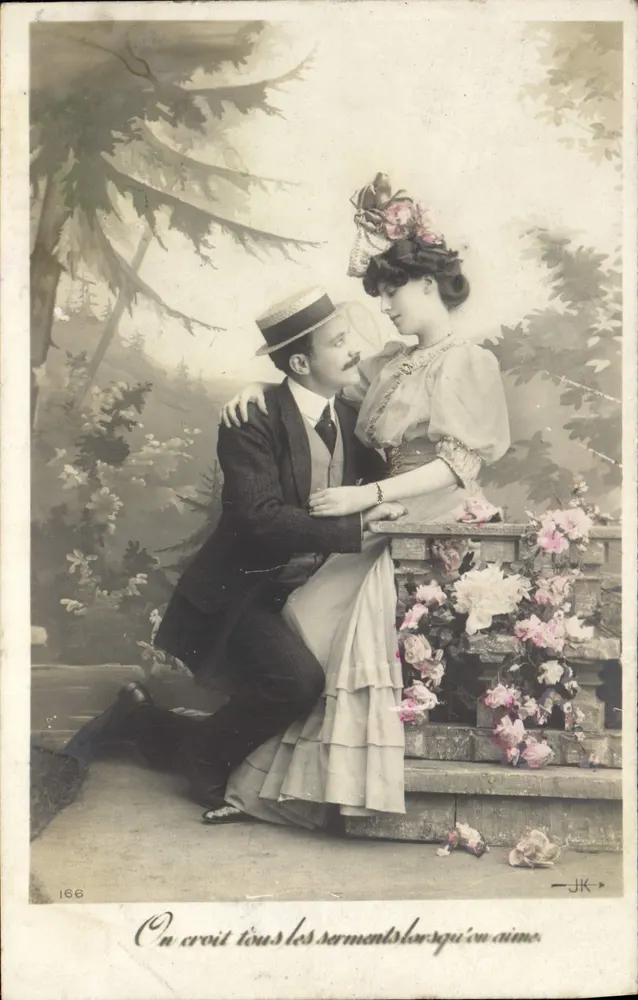Casal apaixonado — cena de proposta de casamento — editor JK, n° 166 - Frente