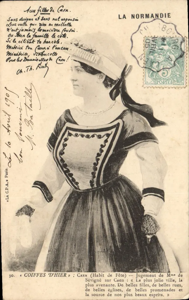 Caen — Coiffes d'hier — A Normandia, editor La C.P.A. Paris, n°30 - Frente