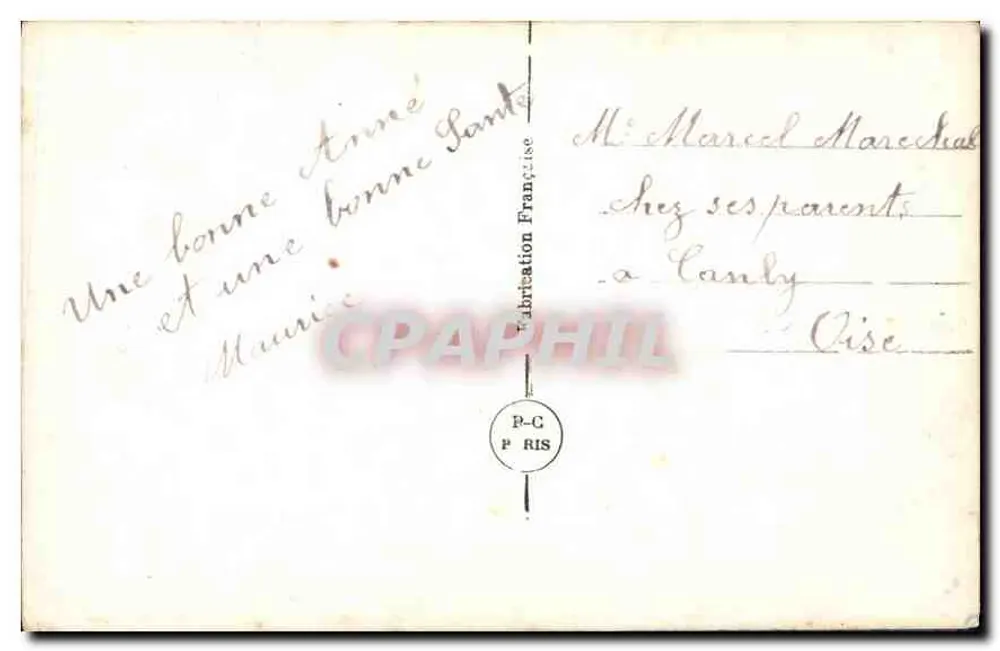 Criança com chapéu vermelho — segurando um buquê — editor P-G Paris - Verso