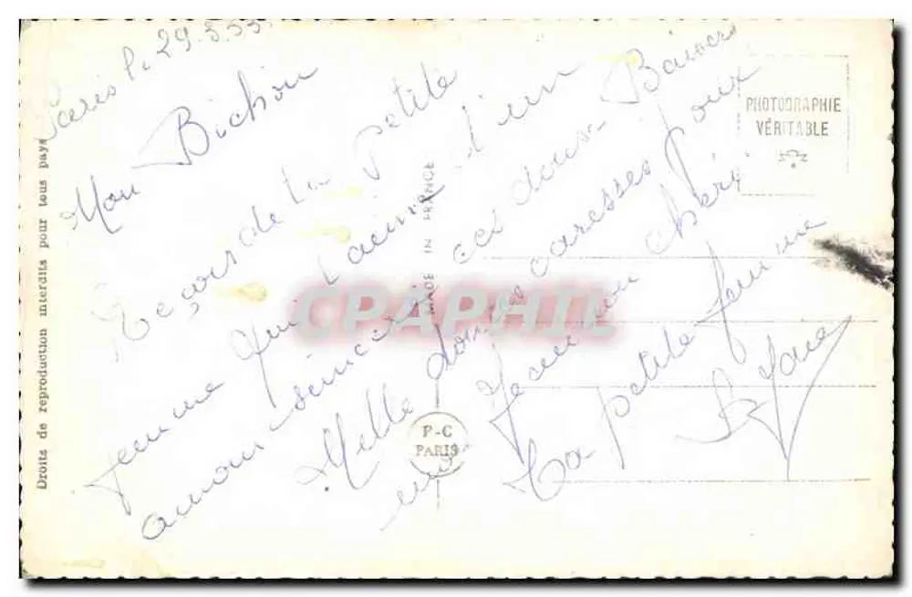 Para a janela — Poema amoroso — P-C Paris n°6526 - Verso