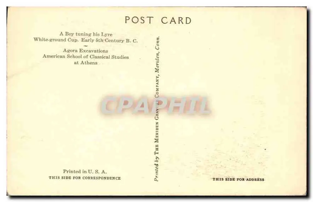 Um jovem ajustando sua lira — Taça branca do século V a.C. — American School of Classical Studies em Atenas - Verso