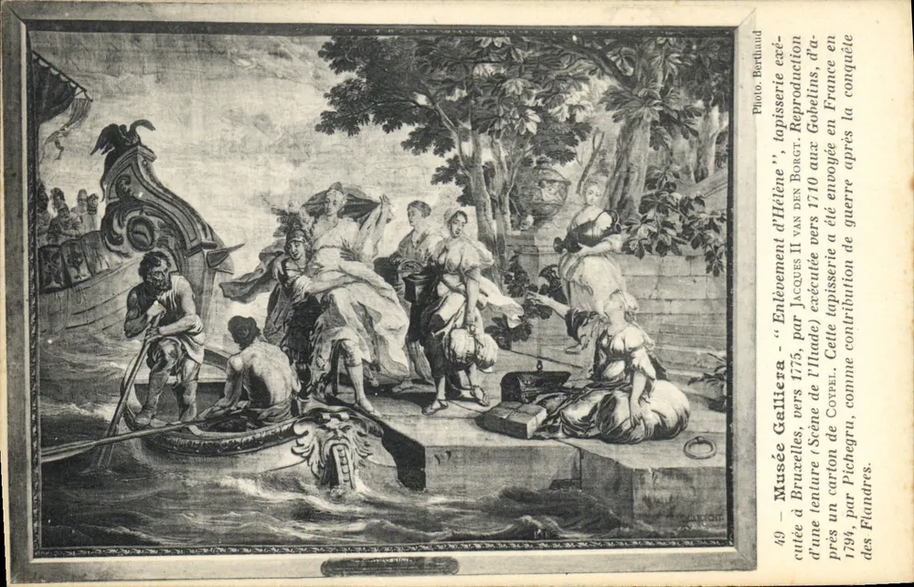 Sequestro de Helena — Cena da Ilíada — Reprodução de uma tapeçaria de Jacques II van den Borcht, cerca de 1775, Museu Galliera, Bruxelas - Frente