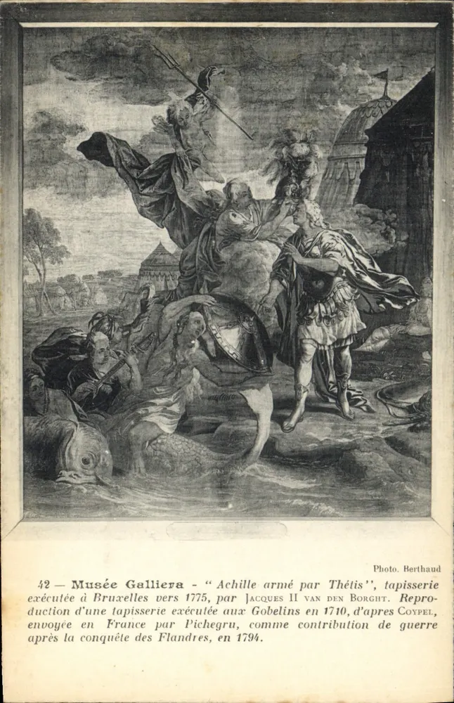 Achille armato da Teti — riproduzione di un tappeto di Jacques II van den Borgh — Museo Galliera - Recto