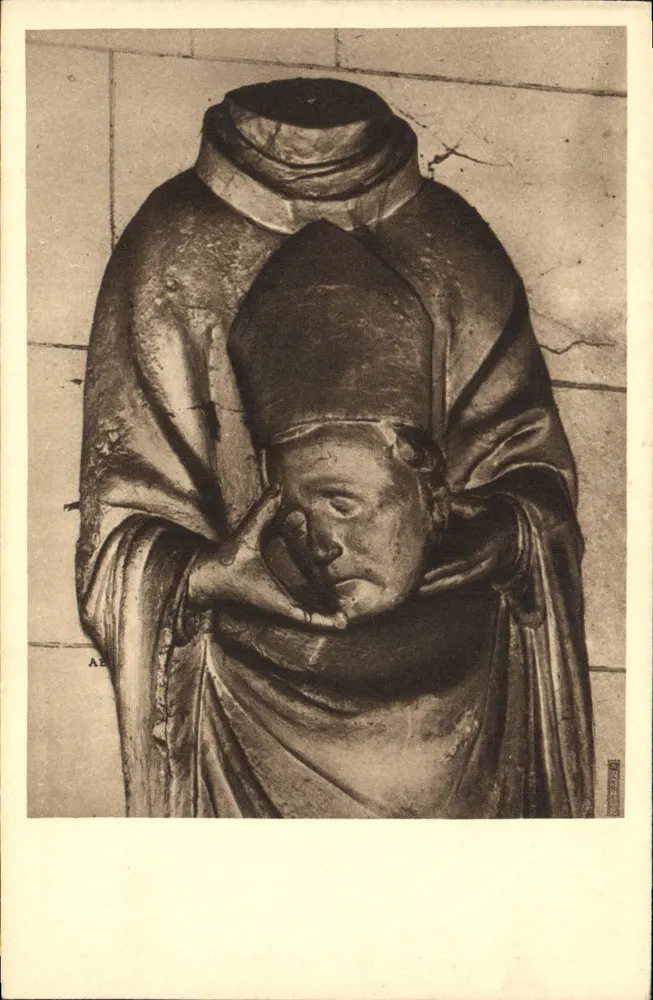 Holzstatue des Heiligen Denis — Kirche Notre-Dame — Verneuil-s-Avre - Vorderseite