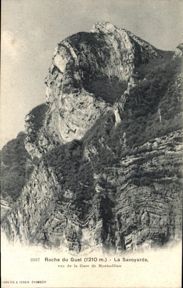 Roche du Guet (1210 m.) - A Savoyarde, vista da Estação de Montmélian — Librairie Perrin, Chambéry, n° 2337 - Frente