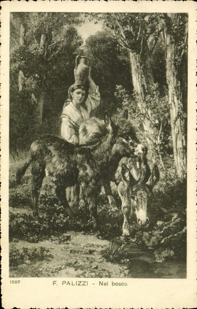 F. Palizzi - No bosque — série 1597, editor não visível - Frente