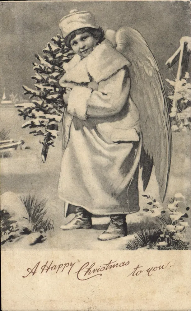 Engel mit Weihnachtsbaum — Weihnachtskartenmotiv — Verlag Royal Philatelic Society Ltd. - Vorderseite