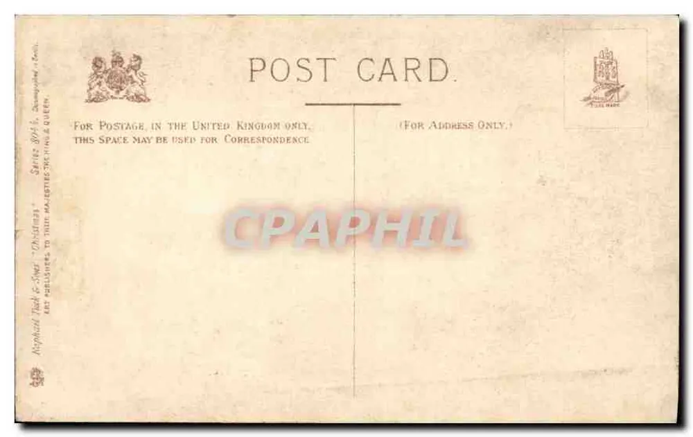 Engel mit Weihnachtsbaum — Weihnachtskartenmotiv — Verlag Royal Philatelic Society Ltd. - Rückseite
